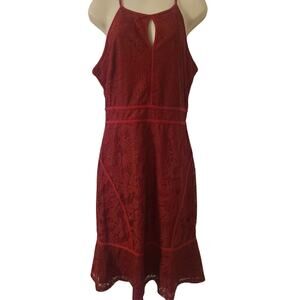Women's Burgundy Lace Dress - Mermaid Cocktail - M- Candelite